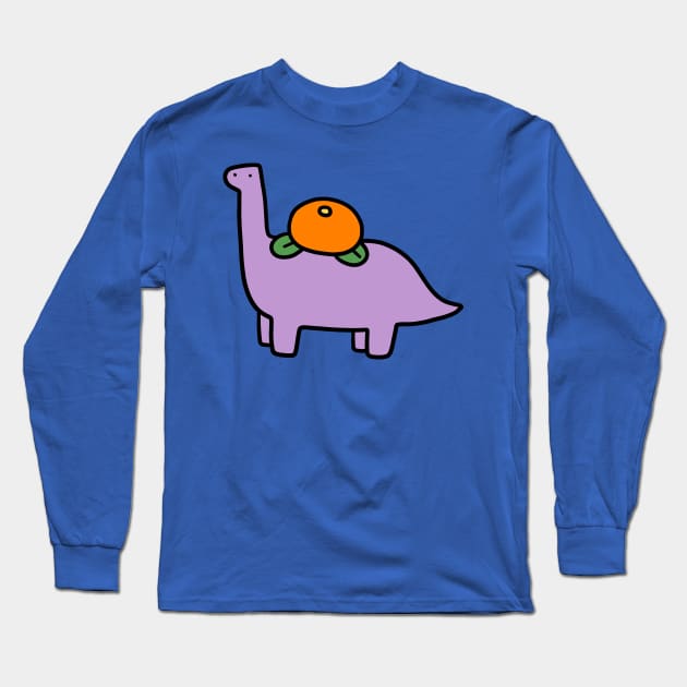 Orange Fruit Brontosaurus Long Sleeve T-Shirt by saradaboru